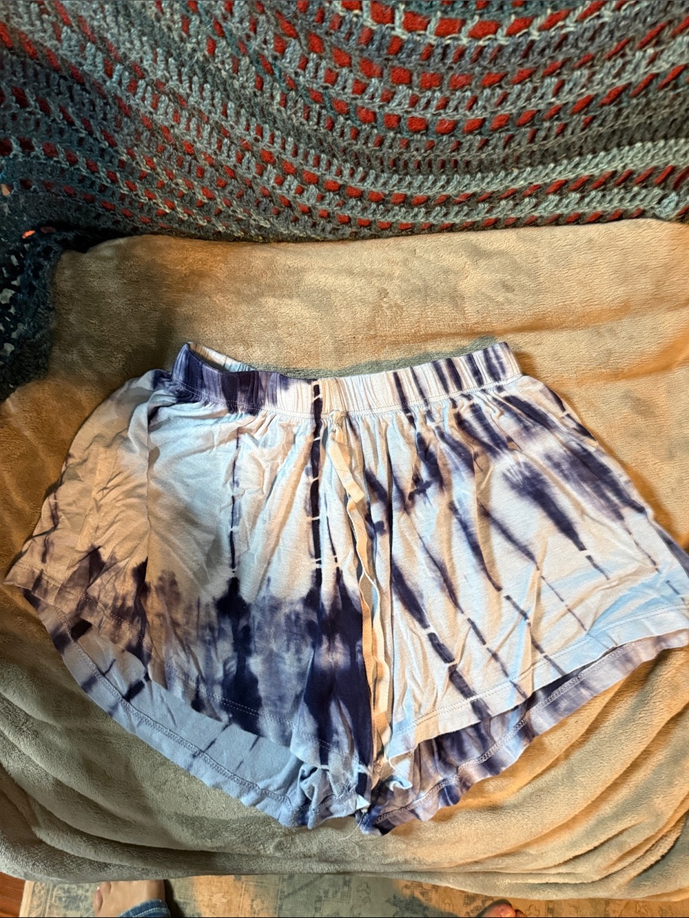 EARTHBOUND Blue and White Tie-Dye Athletic Lounge Shorts